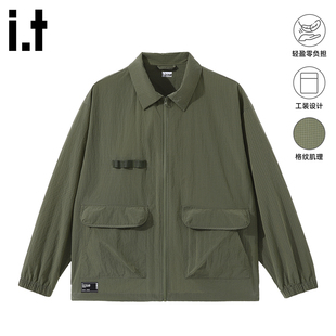 格纹设计感新款 翻领夹克外套男2026年春季 潮牌上衣3P izzue工装