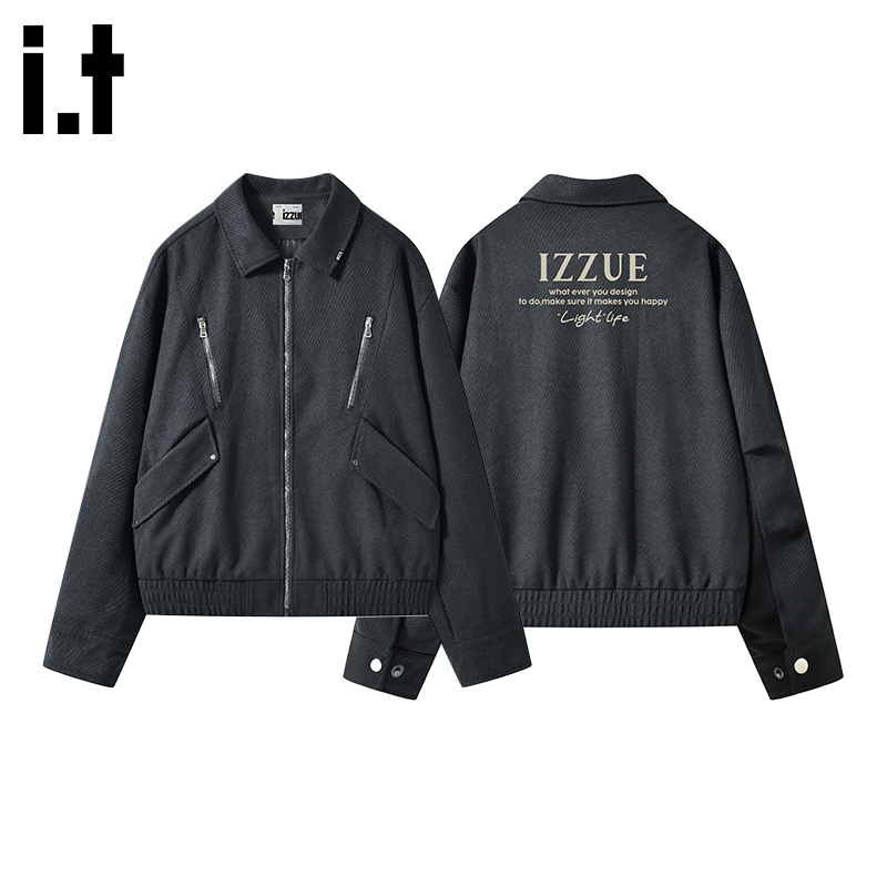 itizzue原创工装水洗翻领女夹克