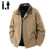 纯棉亲肤 撞色翻领防风外套男款 izzue 美式 秋季 夹克上衣Y