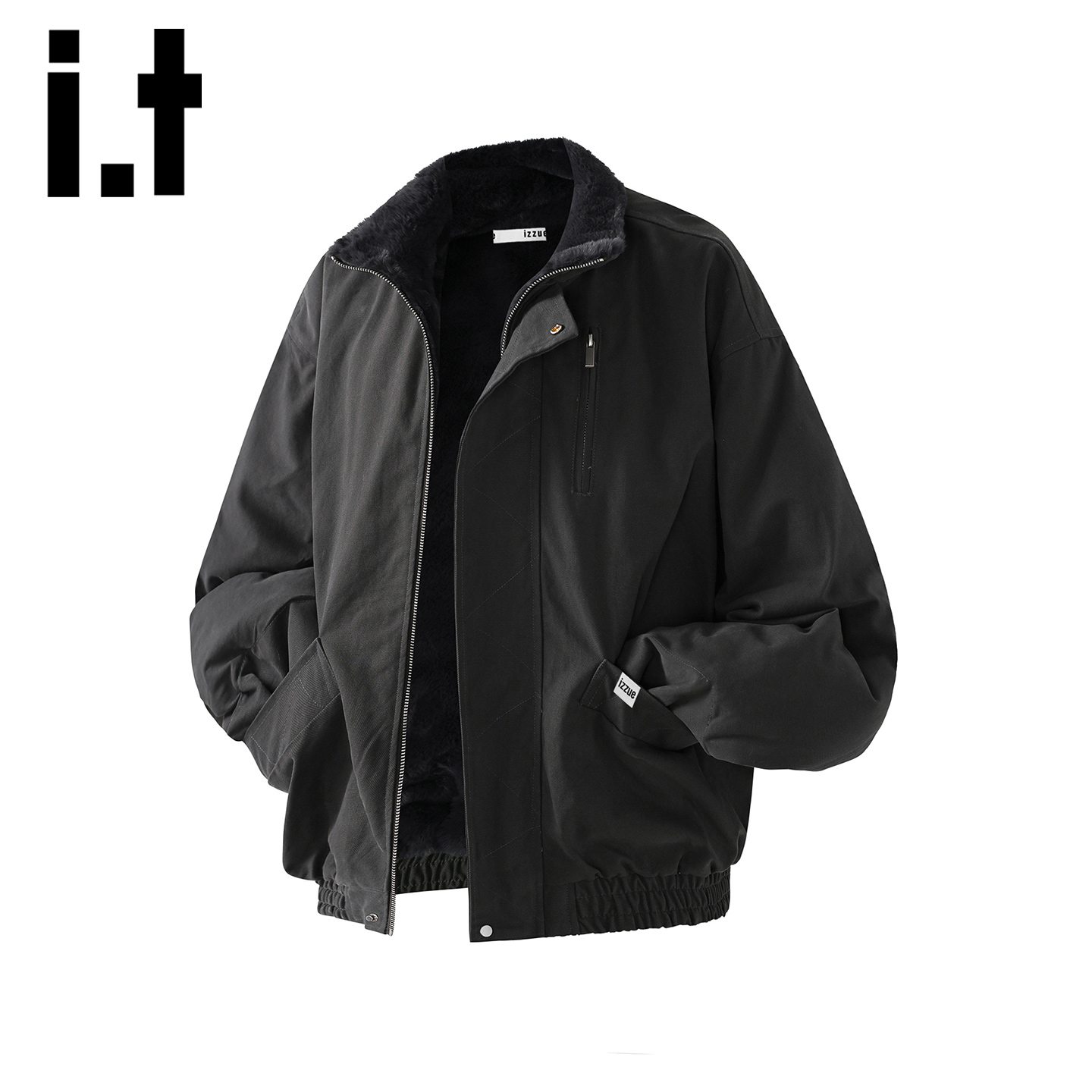 itizzue美式飞行夹克加绒棉服男