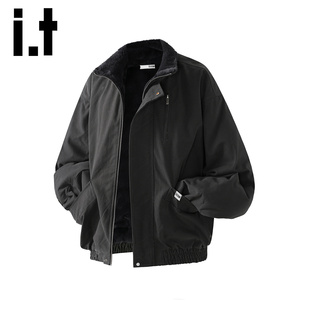 翻领潮流外套Y 复古飞行夹克加绒棉服男宽松加绒工装 izzue美式