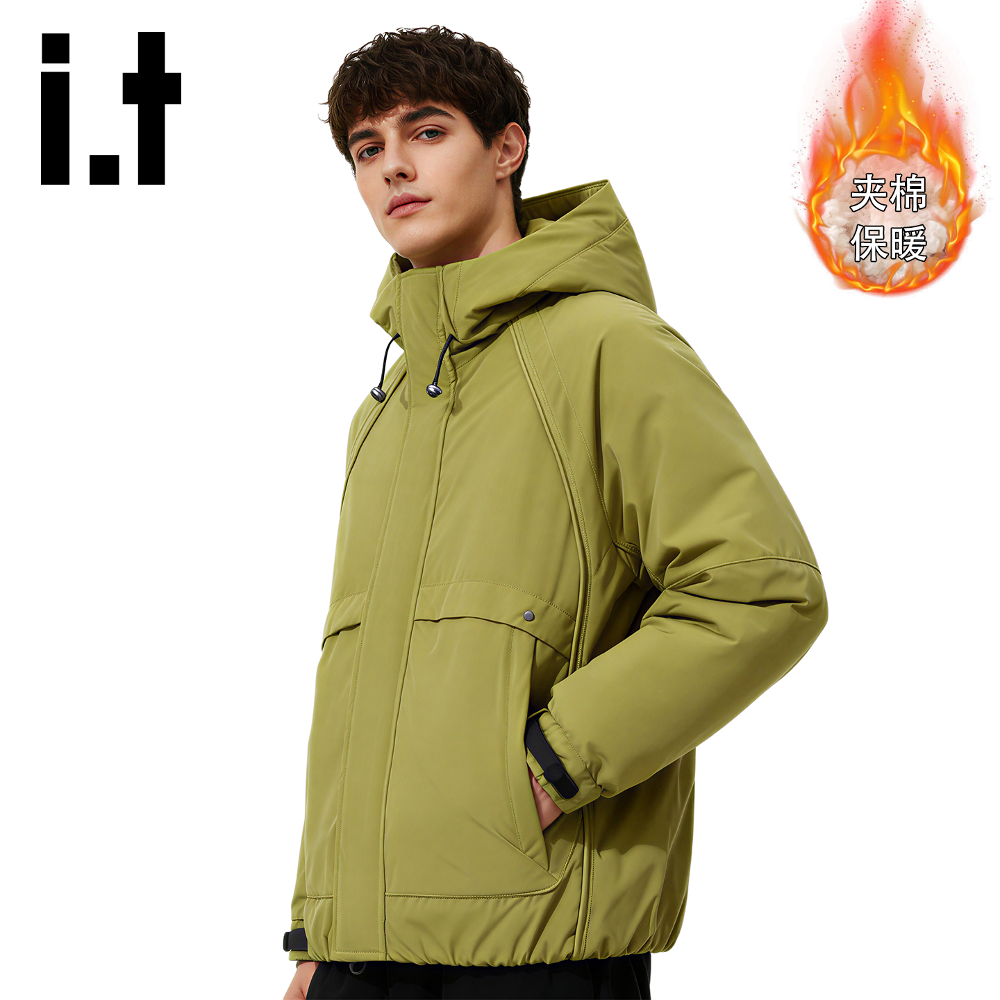 it夹棉外套男美式工装连帽棉服