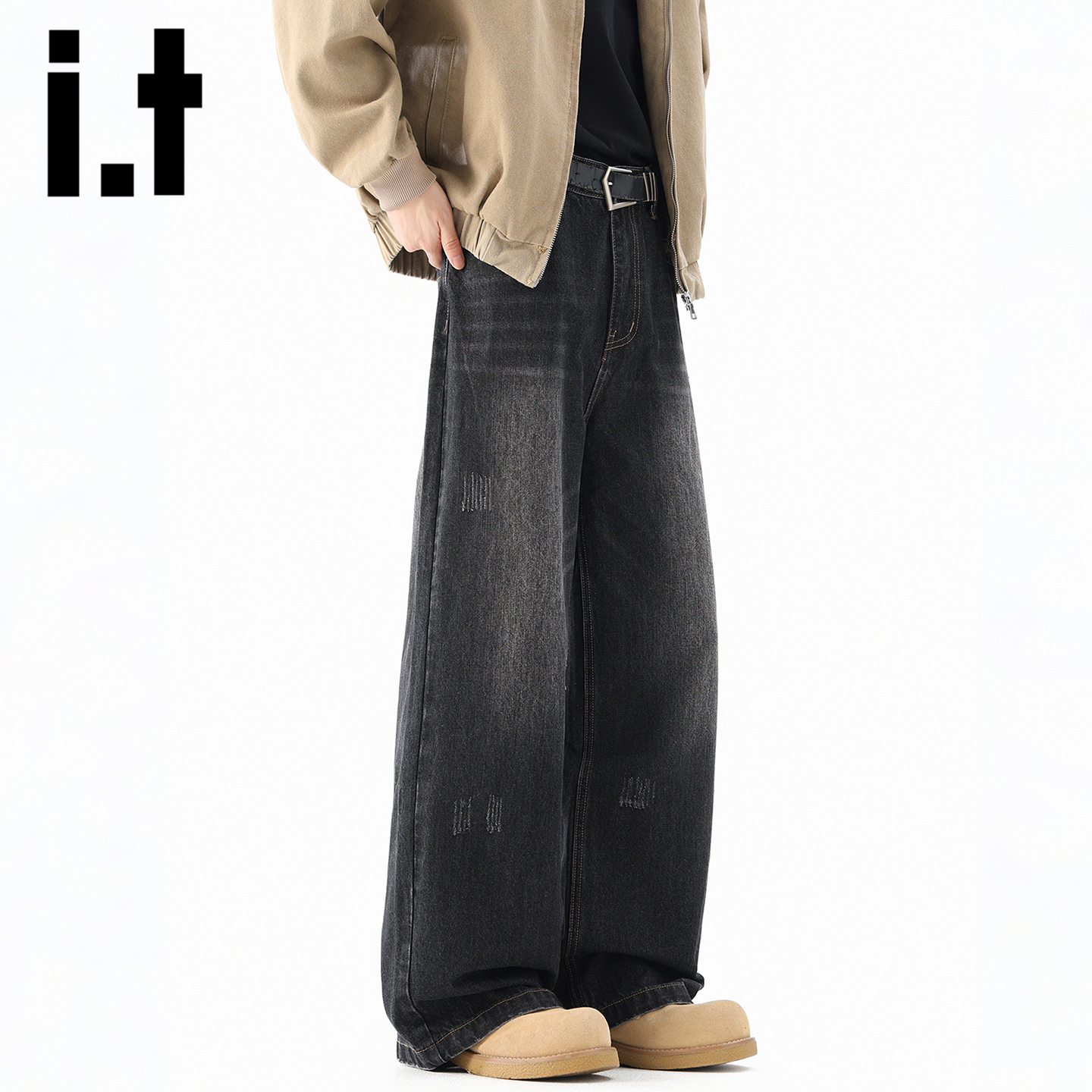 itizzue美式复古水洗牛仔裤男