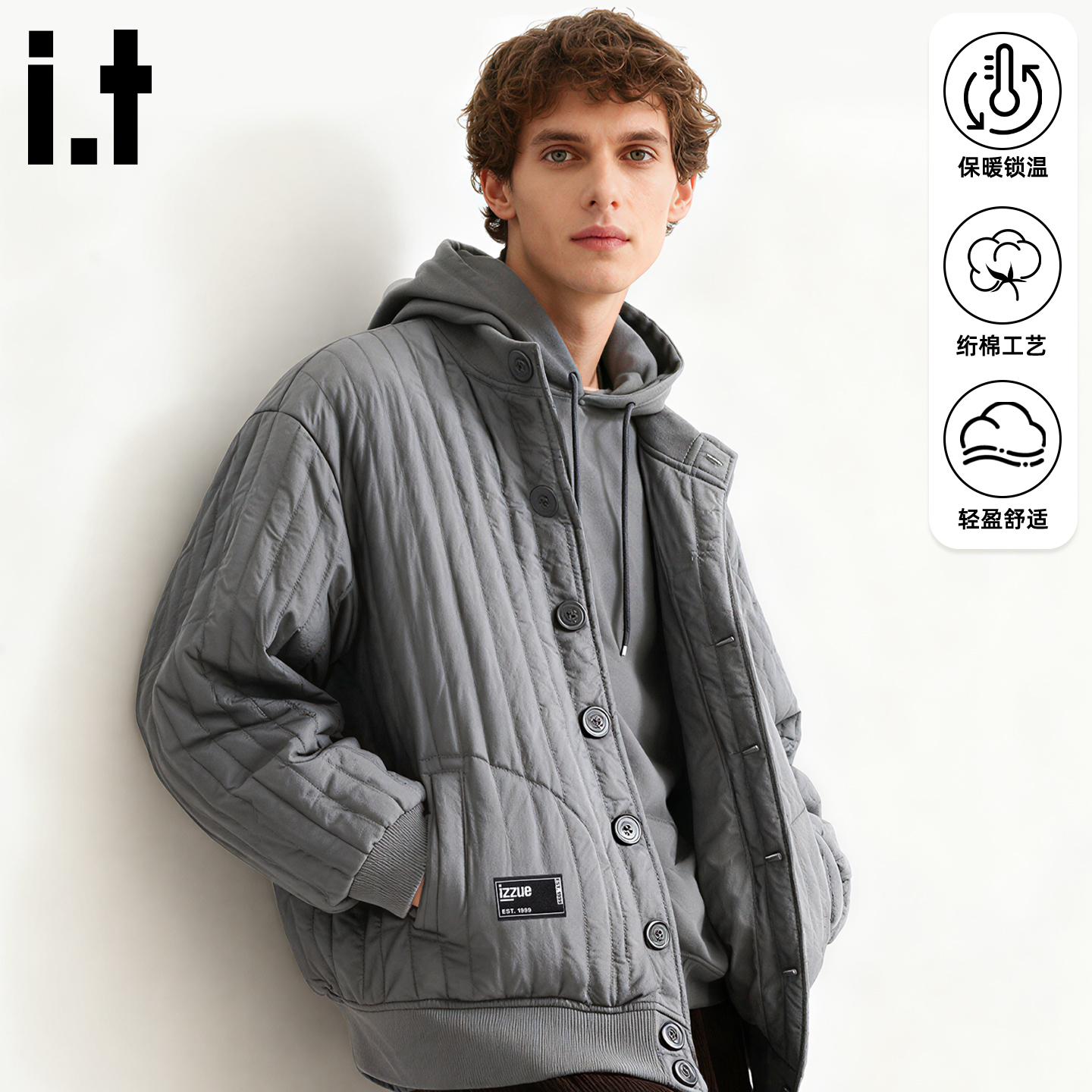 it立领夹棉外套男美式复古内胆