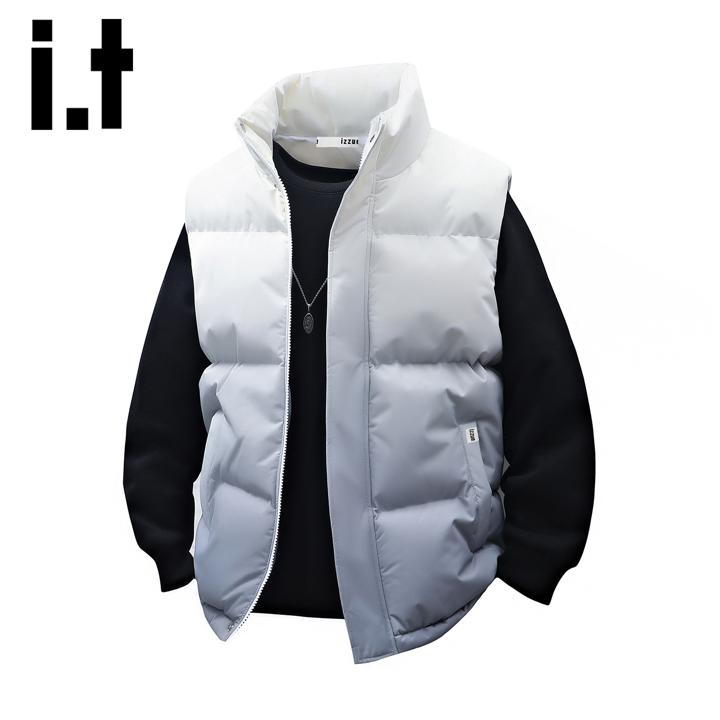 itizzue潮牌渐变立领马甲棉服