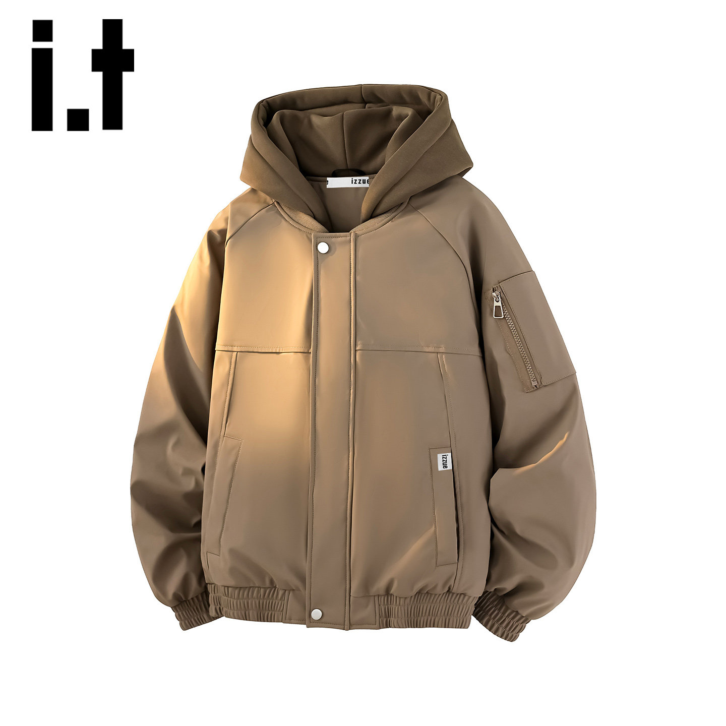 itizzue休闲风连帽短款羽绒服男