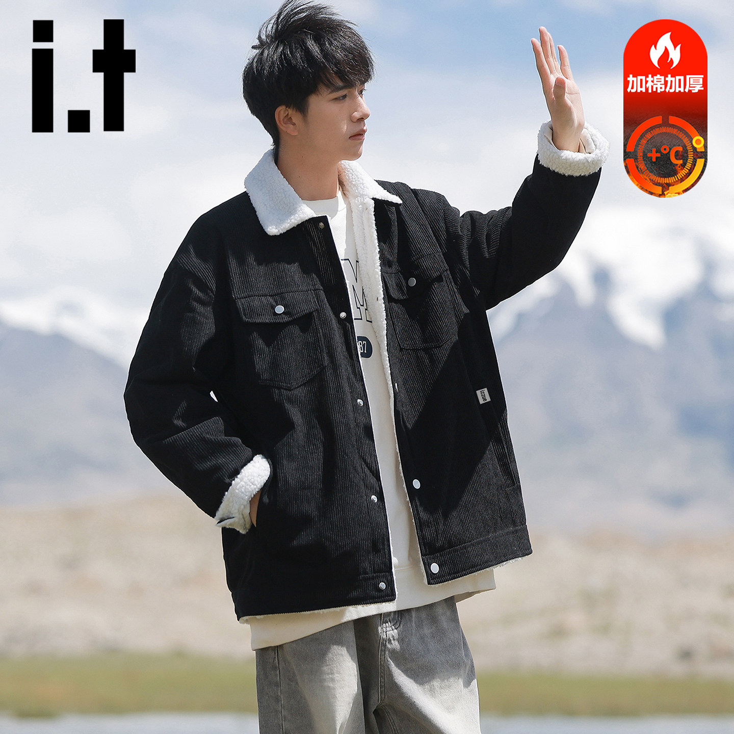 itizzue灯芯绒外套男士秋冬季