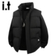保暖宽松百搭夹棉外套 izzue冬季 黑色立领背心马甲男2026新款