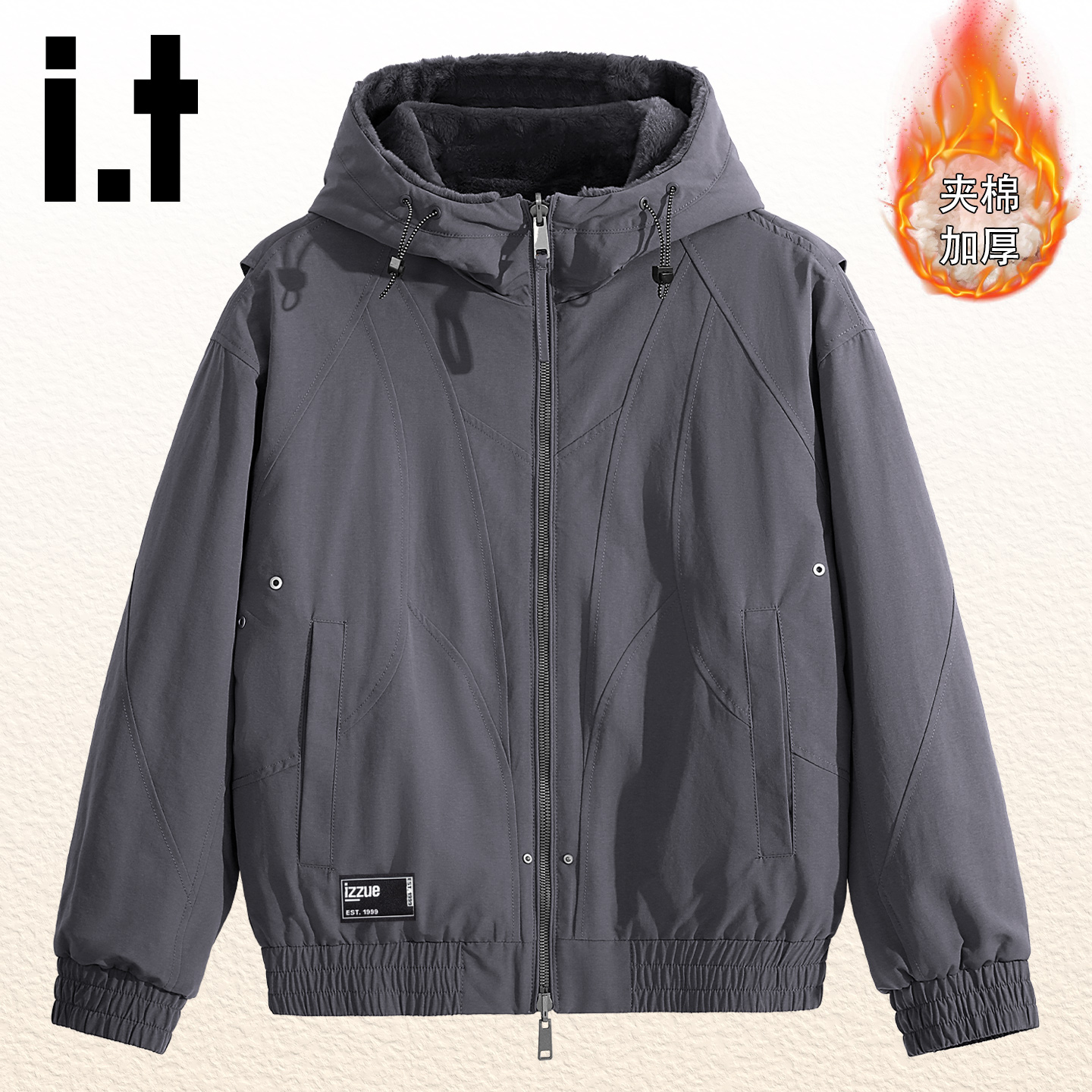 it棉服男冬季机能风连帽外套