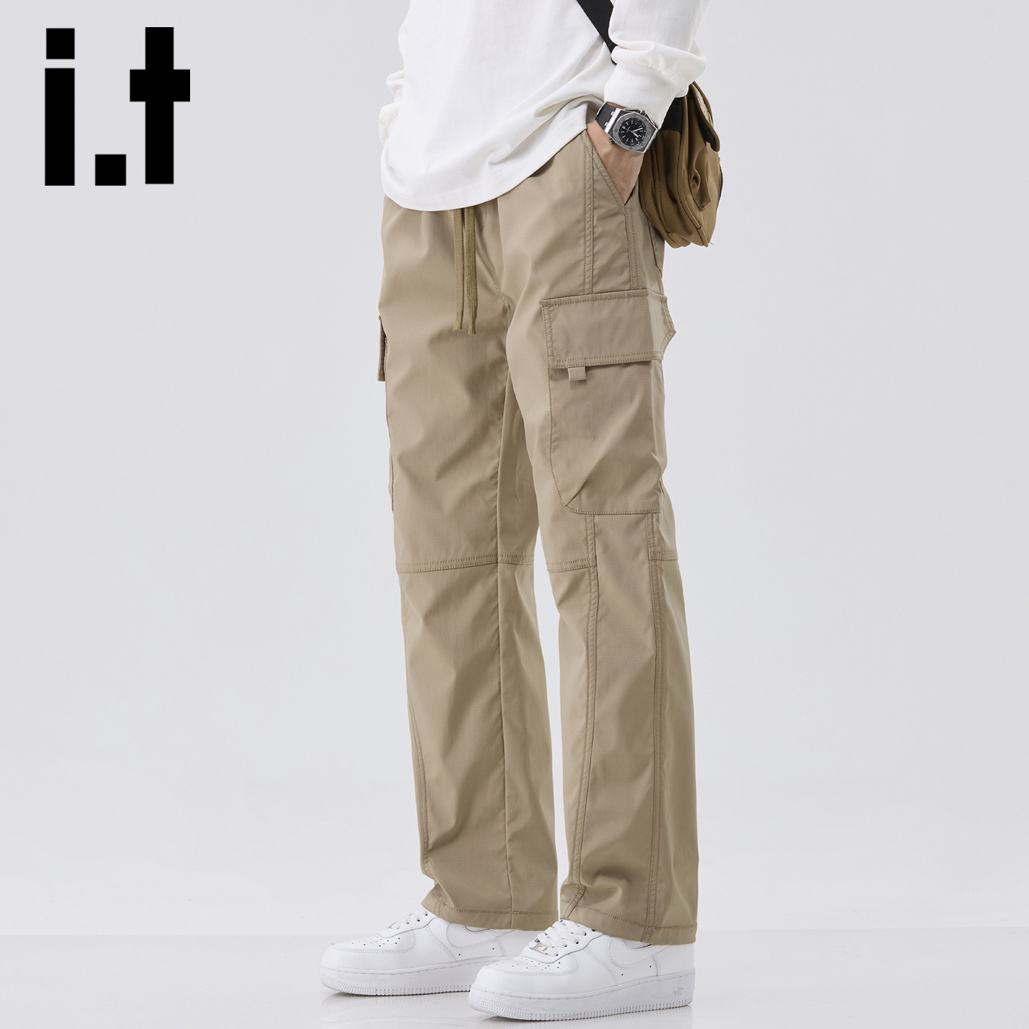 itizzue潮牌宽松直筒工装裤男士