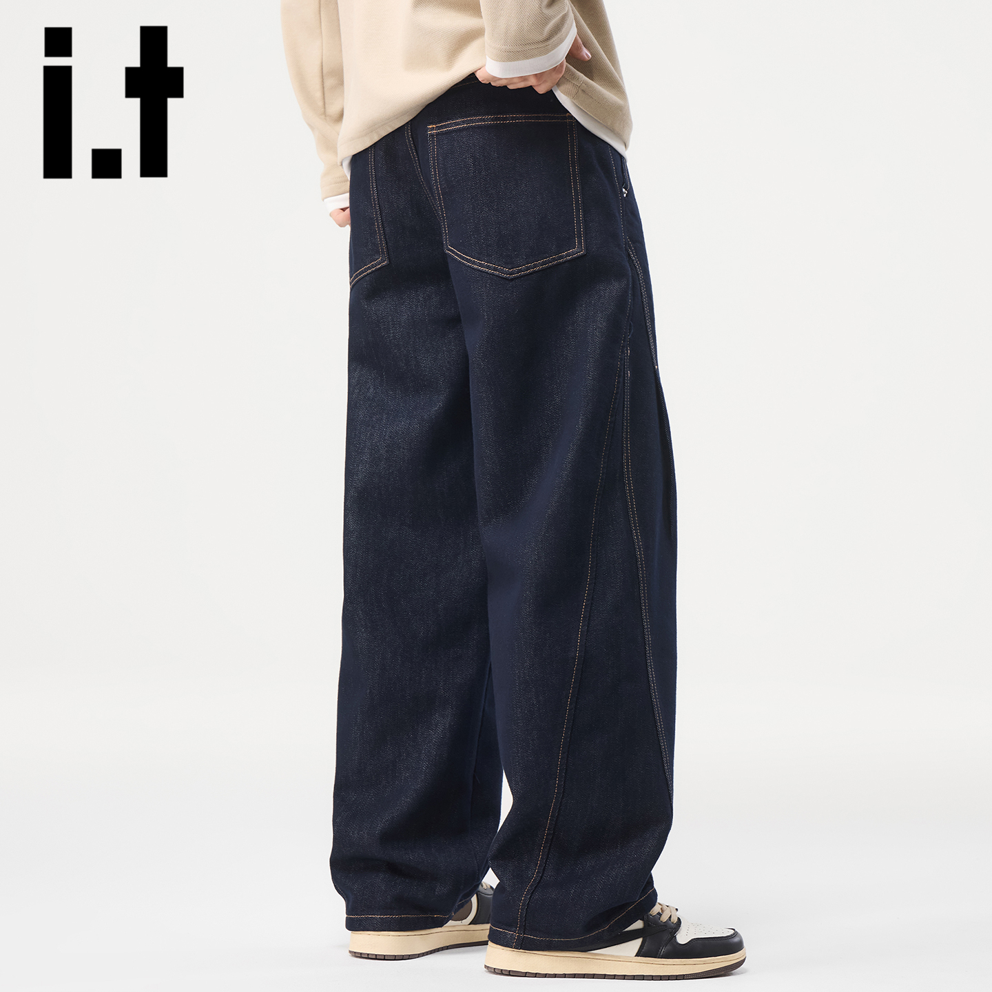 itizzue美式复古牛仔裤男春秋