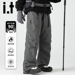 izzue冬季 裤 户外加绒保暖冲锋羽绒裤 休闲滑雪伞兵工装 子Y 男款