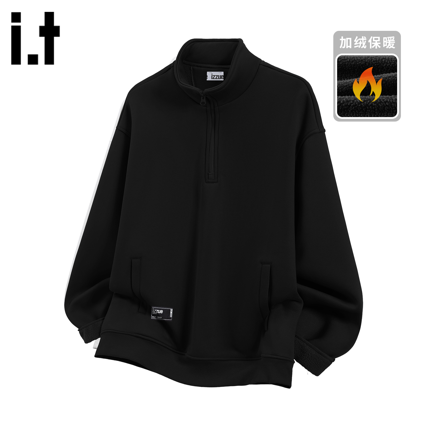itizzue原创立领潮牌加绒卫衣男