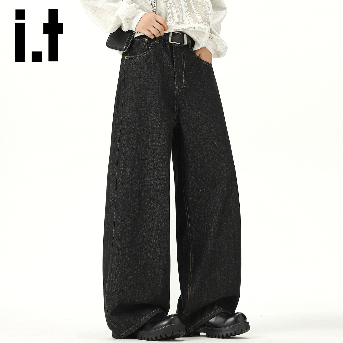 itizzue潮牌弯刀牛仔裤男2025