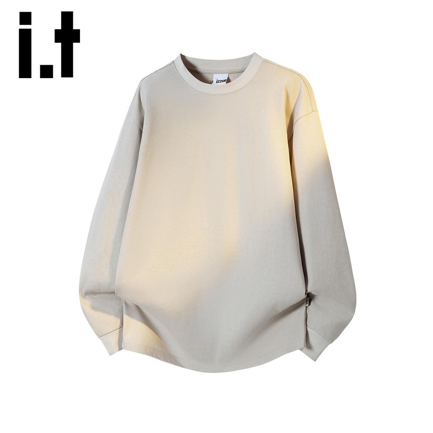 itizzue美式高街纯色圆领上衣男