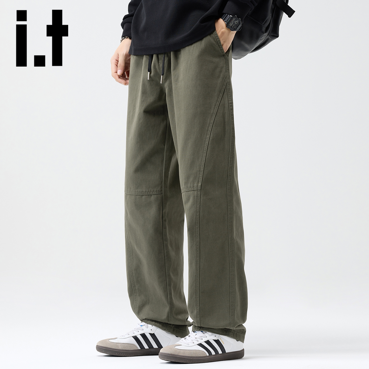 itizzue复古纯棉工装裤男秋冬季