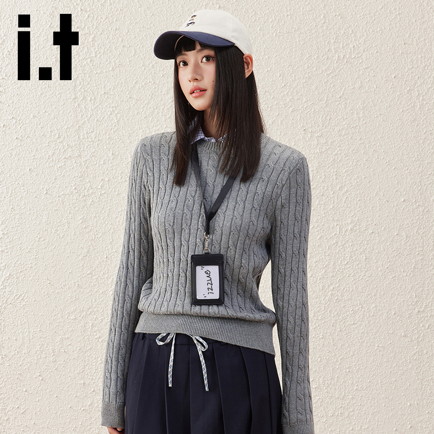 it针织衫女慵懒风圆领上衣