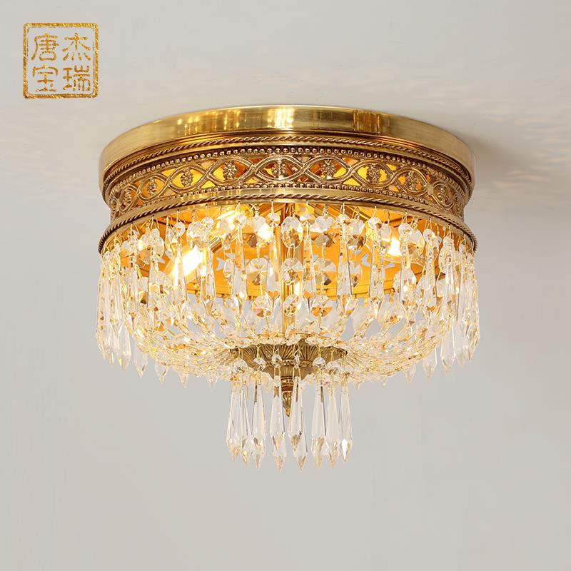 杰瑞唐宝 欧式全铜水晶吸顶灯 卧室奢华客厅圆形法式复古玄关灯具