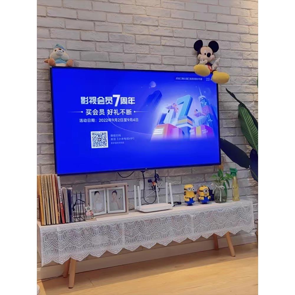 波浪边蕾丝白纱梦幻帘免打孔门帘镂空半帘橱柜防尘帘电视柜遮挡帘