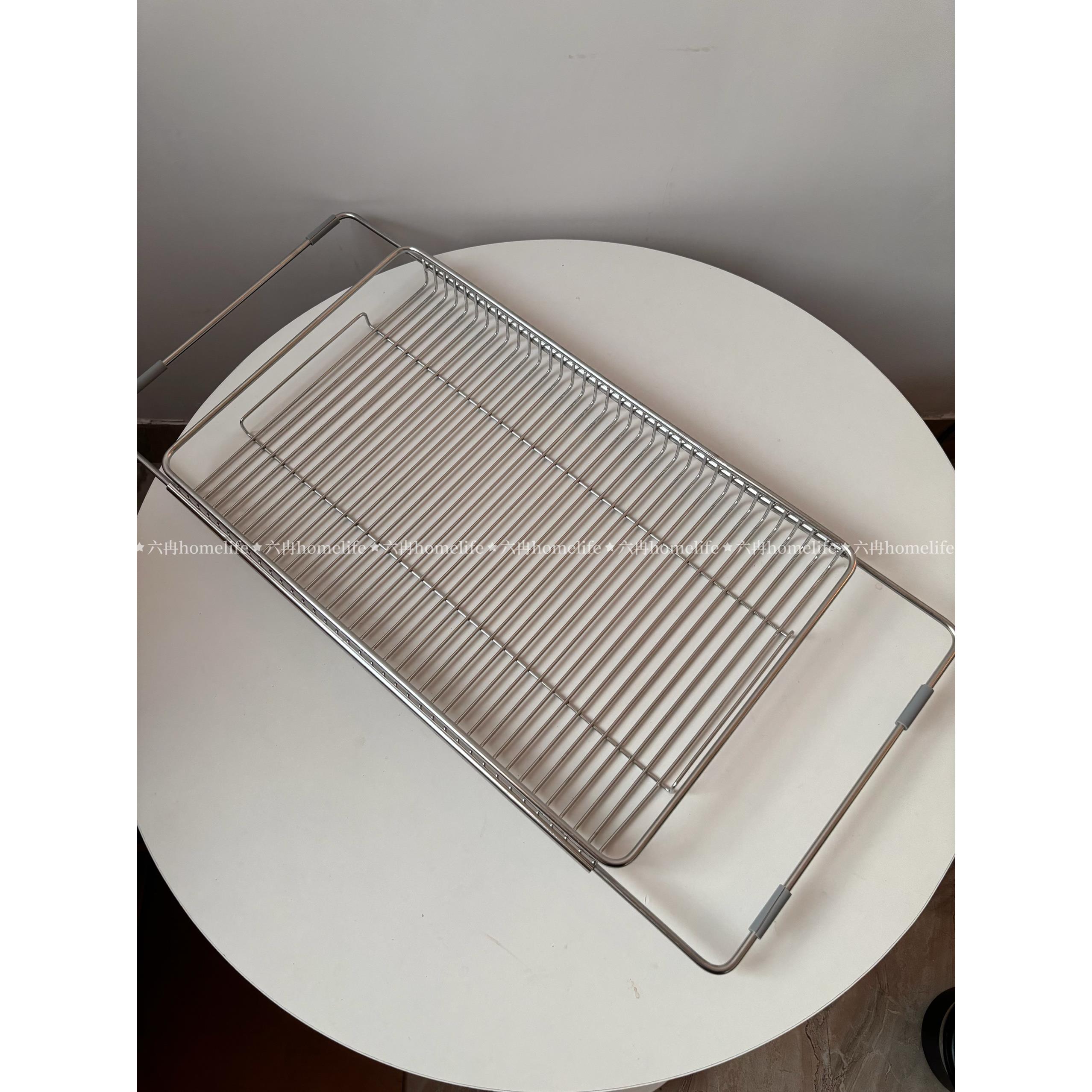 304不锈钢 极简伸缩水槽沥水篮 水槽置物架