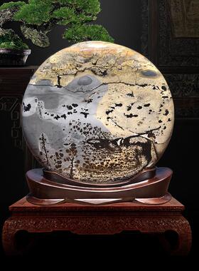 时来运转石头摆件广西天然国画石桌面靠山石办公室客厅玄关装饰品