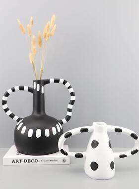 新中式波点花器客厅摆件样板间电视柜酒柜玄关餐厅家居花瓶软装饰