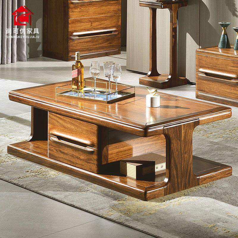 乌金木茶几全实木家具沙发柜子抽屉储物柜新中式现代简约客厅茶台,住宅家具,茶几,淘宝优惠券,粉丝福利购,淘宝优惠卷