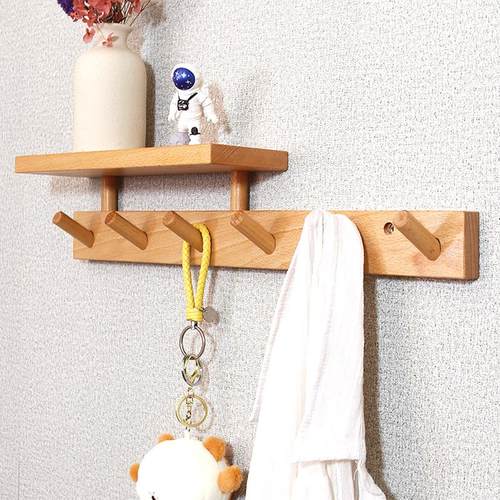 挂衣钩墙上门后衣服挂钩客厅卧室玄关入户实木衣帽架家用收纳挂架