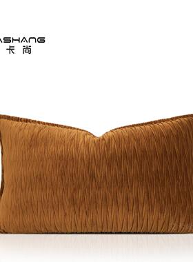 现代无障碍豪华样板房腰枕橙色褶皱枕客厅沙发垫袋垫酒店床和早餐