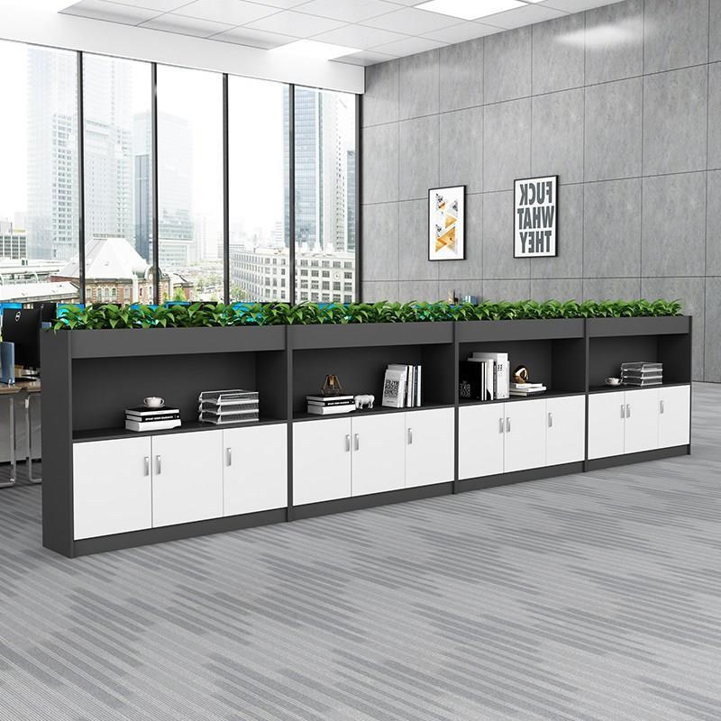 花槽柜办公室隔断柜桌边柜花草绿植白色矮柜木质文件柜子工厂直销