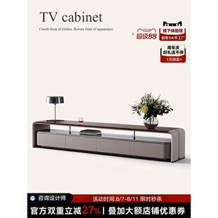 成军黑胡桃木电视柜大型平地板客厅地板柜家居高端大理石咖啡桌电