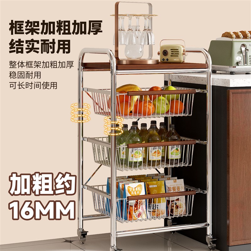 中古风移动小推车客厅沙发边几家用茶几厨房蔬菜置物架零食收纳架