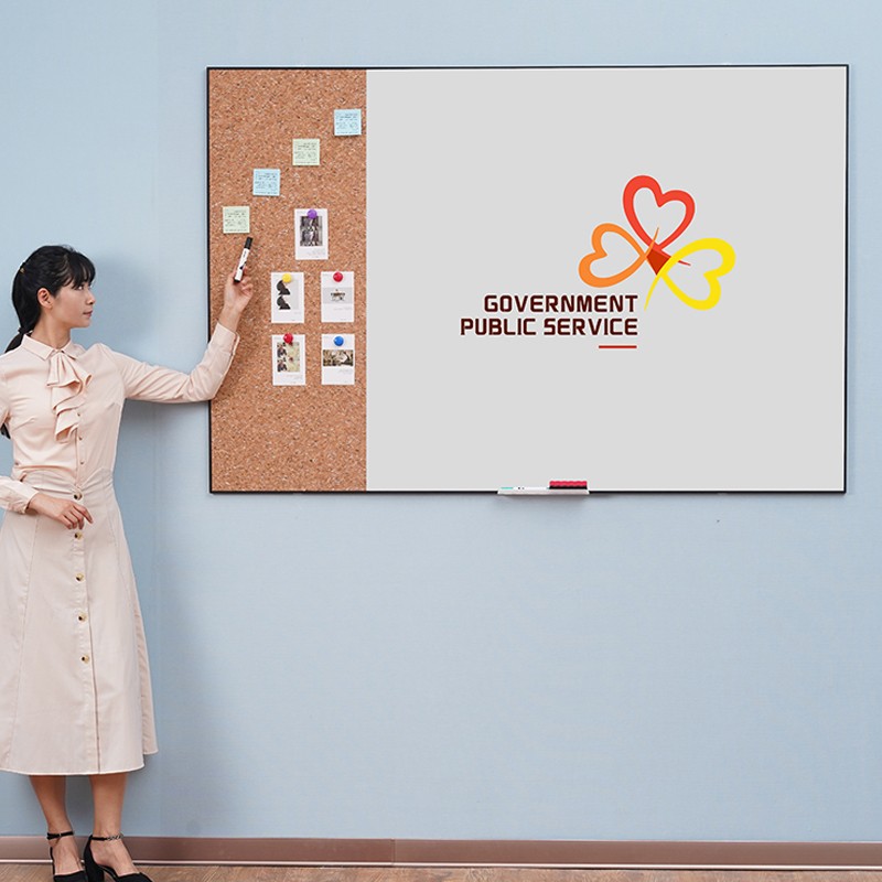 磁性哑光钢化玻璃白板写字板办公室会议黑板软木组合墙贴挂式家用