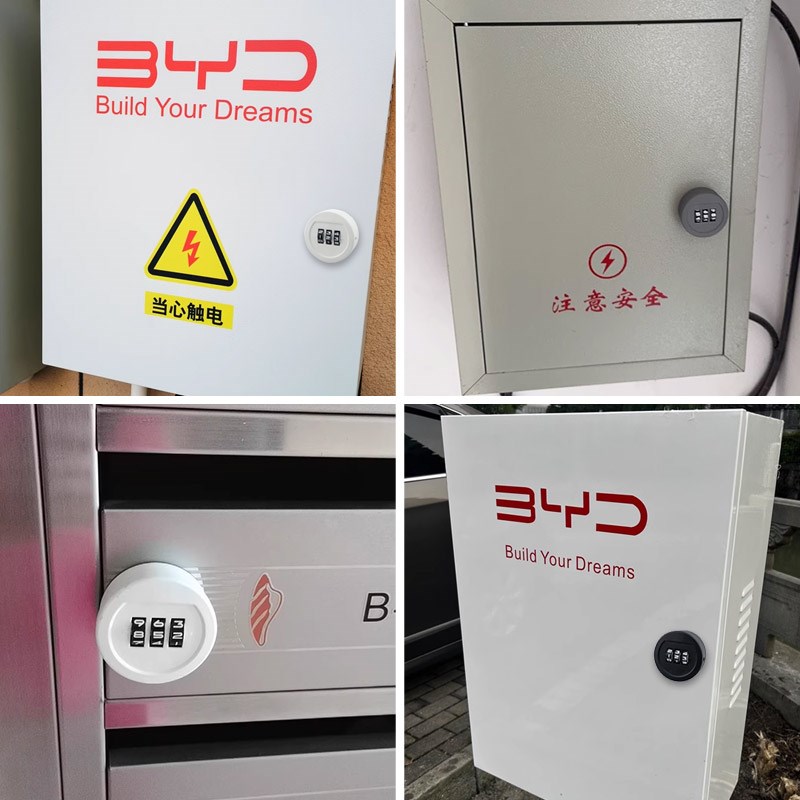 新能源汽车充电桩电箱3位密码锁大数字转舌锁柜子锁信报箱锁芯