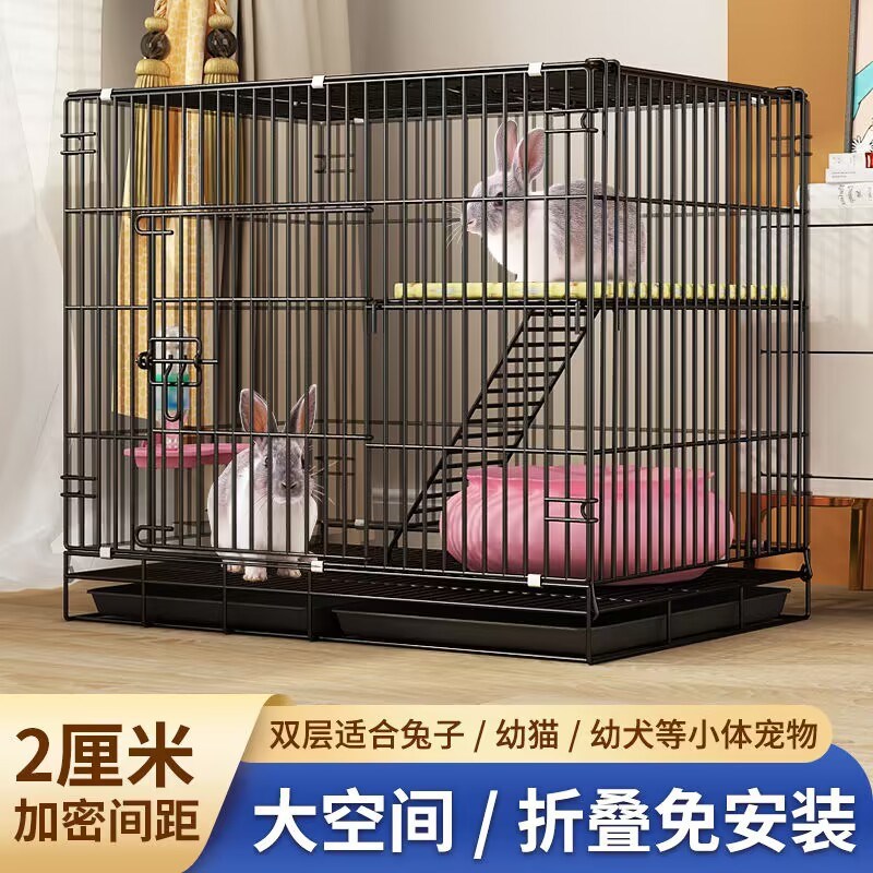 猫笼家用室内双层带厕所小型猫别墅猫笼子加粗加固大空间折叠猫笼