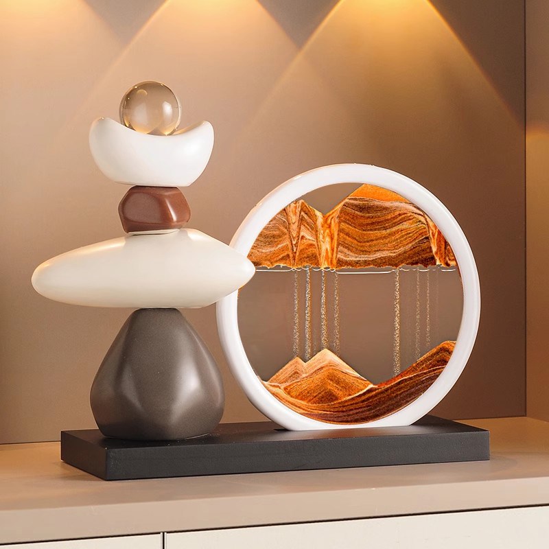 时来运转流沙画摆件客厅电视柜酒柜玄关轻奢办公室轻奢装饰品