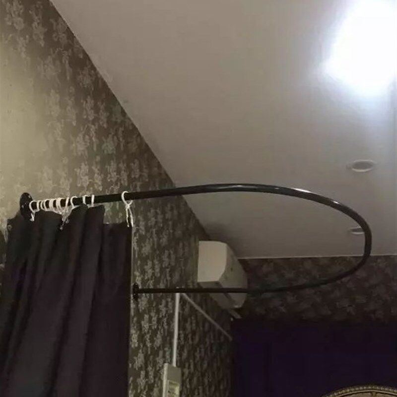 服装店U型试衣杆更衣o室试衣圈试衣间门帘杆c型杆试衣室铁艺弧形