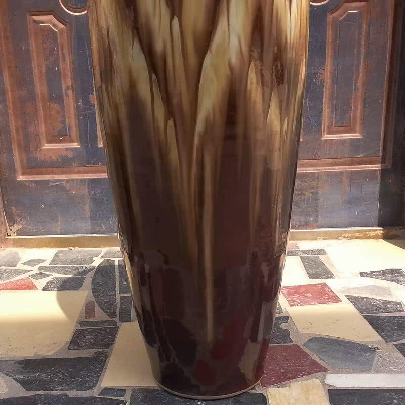 现代欧式陶瓷落地花瓶干燥花花盆颜色窑变釉客厅酒店别墅摆件大花