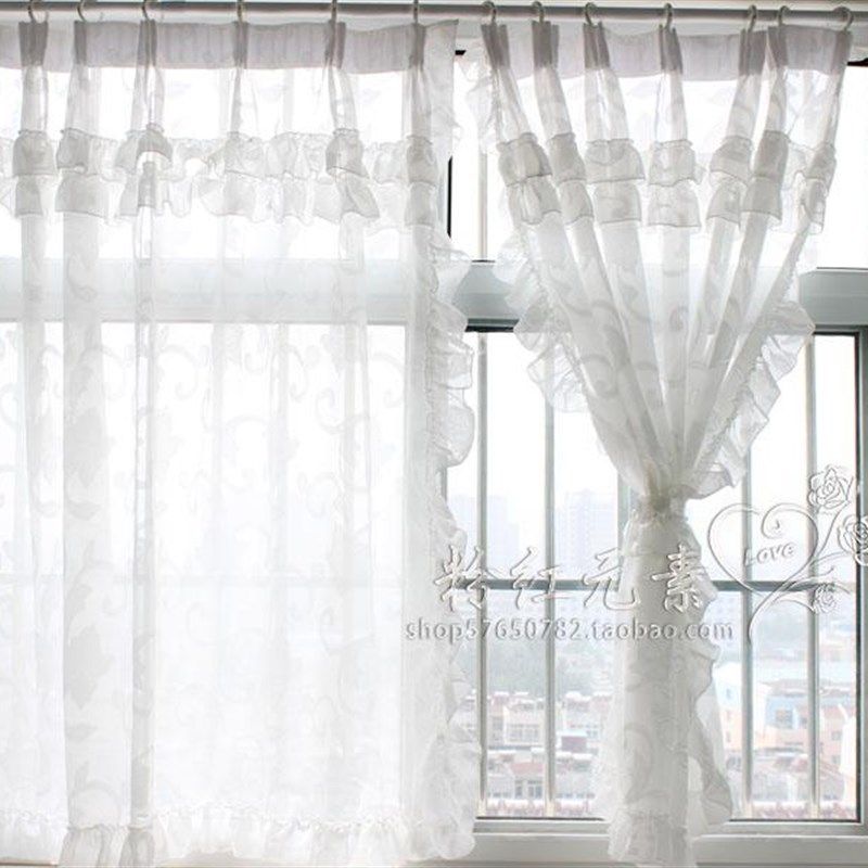 韩式田园粉白色纱帘飘窗窗纱客厅纱帘阳台纱帘隔断绣花窗纱可订制,居家布艺,定制窗帘,淘宝优惠券,粉丝福利购,淘宝优惠卷
