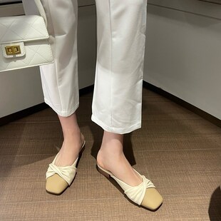 低跟包头半拖鞋女鞋子外穿2025年新款夏季软底懒人凉拖半托单鞋女