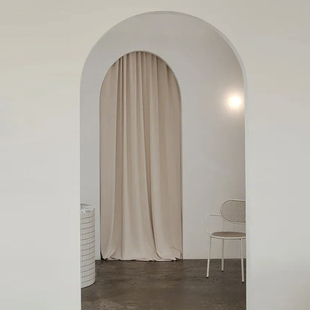 法式试衣间门帘服装店更衣室布帘隔断拱门丝绒窗帘免打孔定制布艺