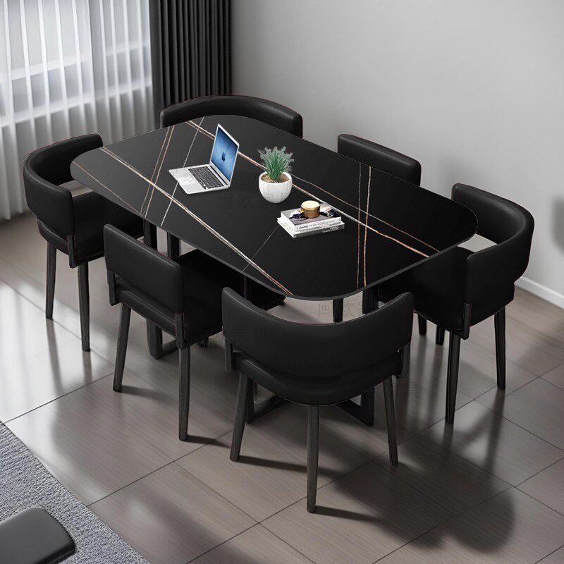 岩板长桌接待洽谈桌椅省空间简约休闲家用餐桌简约小户型饭桌椅组,住宅家具,板木餐桌,淘宝优惠券,粉丝福利购,淘宝优惠卷
