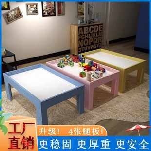 儿童多功能积木桌子大号宝宝男孩益智拼装玩具玩沙女孩大尺寸实木