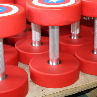 美队哑铃pu材质无味圆头固定哑铃男士女士家用健身器X材商用健身