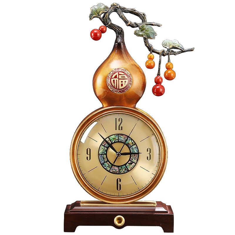 纯铜葫芦座钟客厅家用新中式钟表玄关书房桌面装饰摆件坐钟,家居饰品,座钟,淘宝优惠券,粉丝福利购,淘宝优惠卷