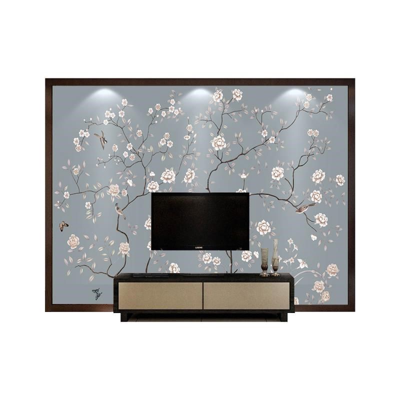 华琴中式花鸟田园碎花壁画床头卧室沙发背景墙壁纸无纺布墙纸墙布,家装主材,定制壁画,淘宝优惠券,粉丝福利购,淘宝优惠卷