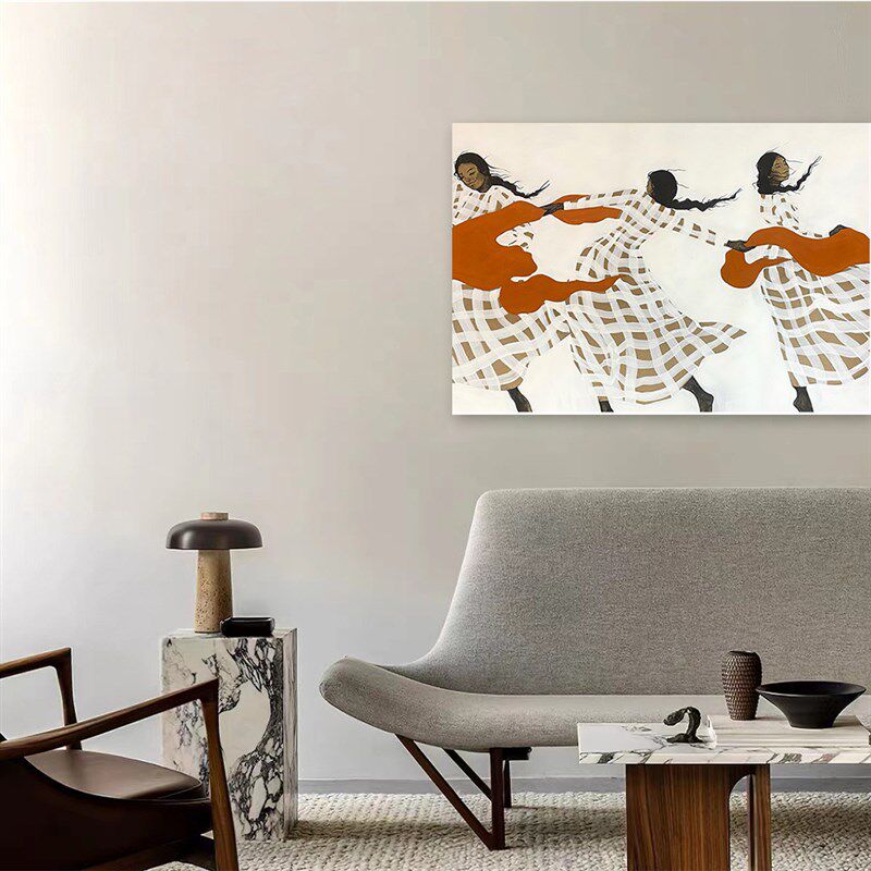 中古奶油风客厅沙发后面背景墙挂画餐厅网红装饰画小众艺术高级感