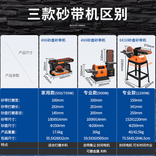 砂带砂盘机台式 洛克士 多功能木工金属打磨机砂纸机抛光机磨刀机