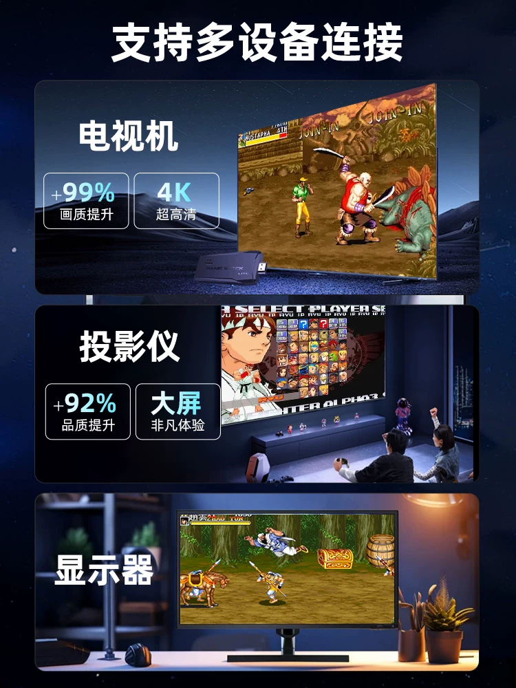 【2025 новая улучшенная модель】Домашняя игровая консоль проектор ТВ 4K высокое разрешение аркадная двойная ручка регулятор классическая FC красно-белая машина подарок для мужа и парня