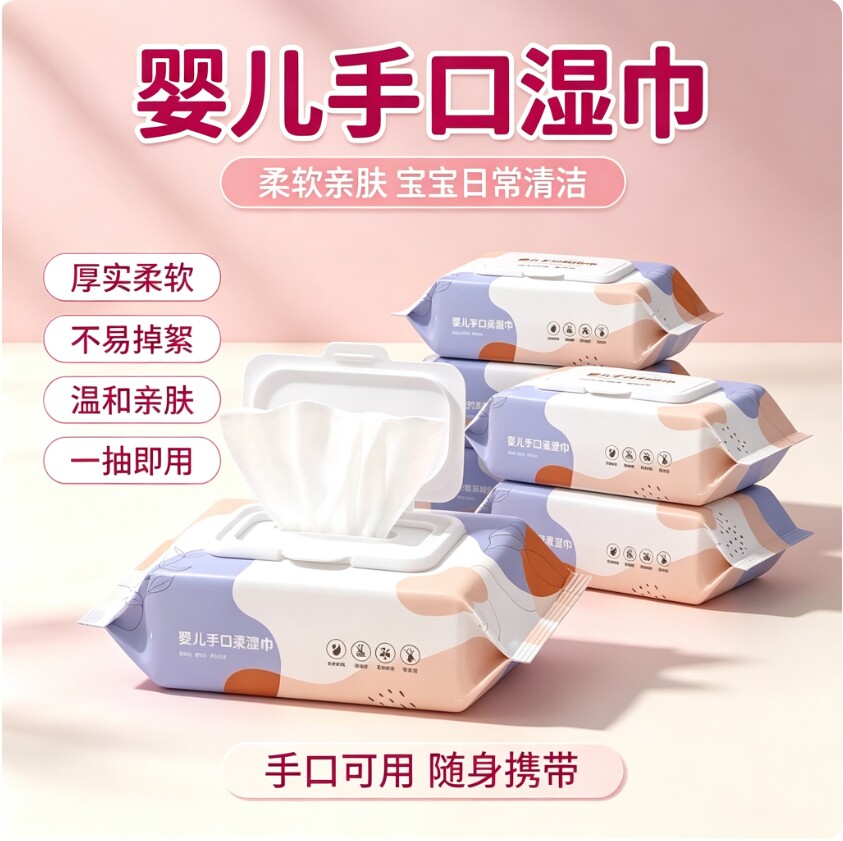婴幼儿手口专用大包无酒精湿巾